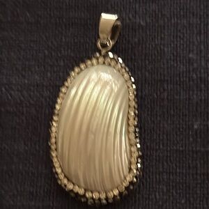 Pendant shell with-hand set hematite color crystal
